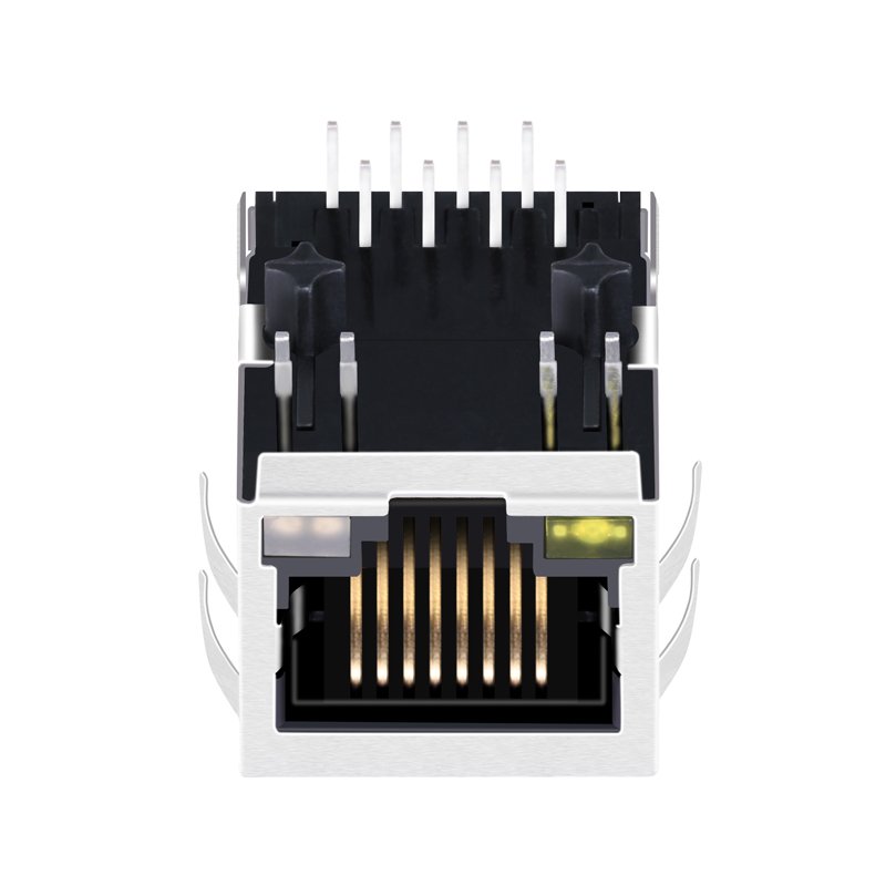 RB1-165BAK1A Tab Down 1000 Base-T PCB Mount LED Transformer RJ45 Modular Rj45 Pcb Jack Shielded