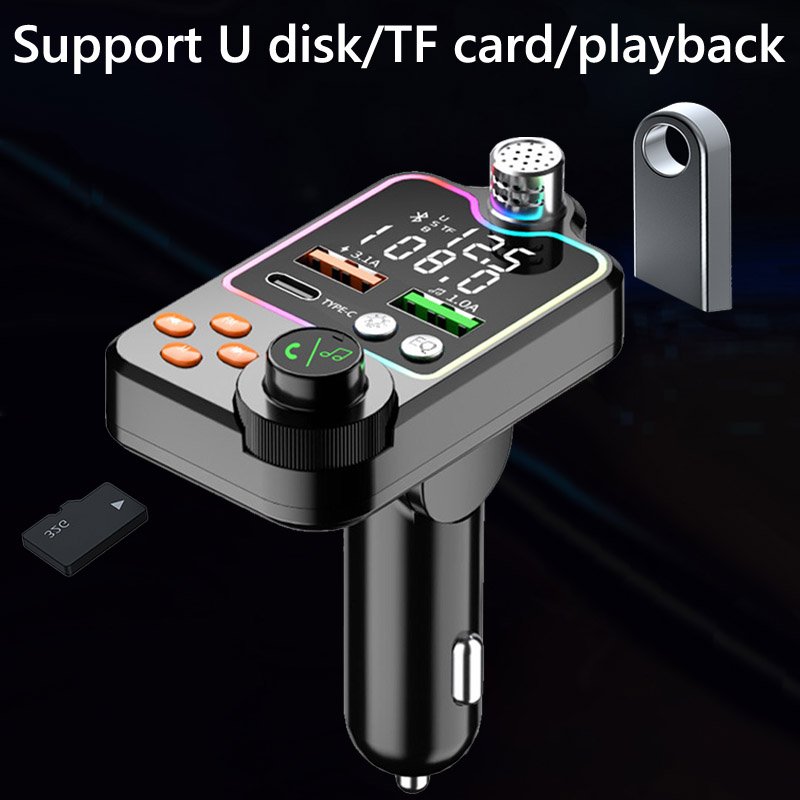 FM Transmitter PD Type C USB Quick Charge Dual USB Car Mp3 Player Charger Bluetooths Kit Car Bluetooth Car Kit With Charge