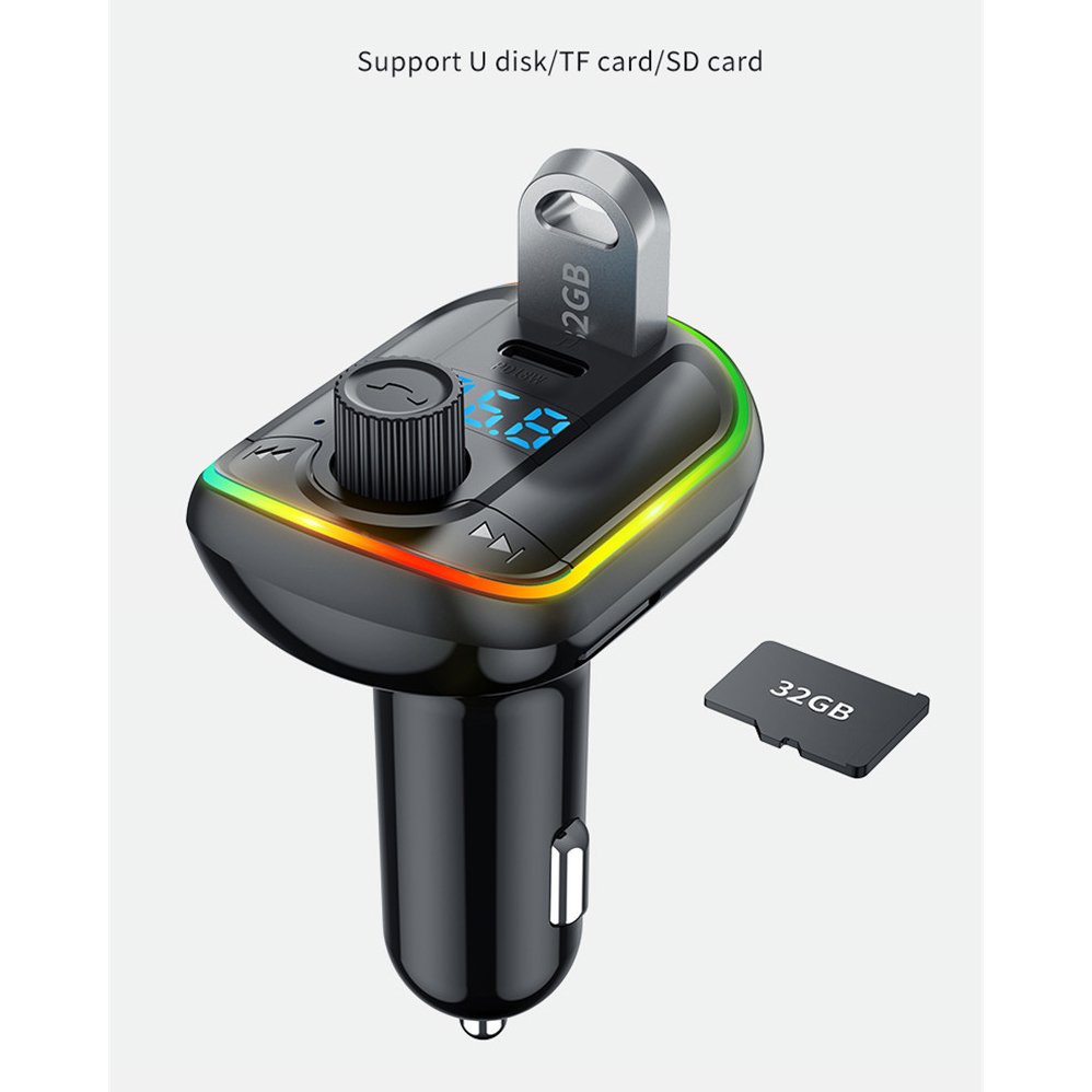 2024 HG Factory Direct QC3.0 Fast Charger 7-Color Display T829 Bluetooth FM Transmitter Portable Car USB Connection MP3 Player
