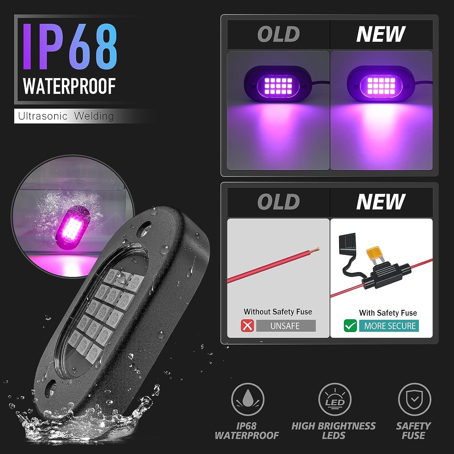 Hot Selling 4 6 8 10 12 Pods Waterproof IP68 Underglow Kit for Pickup Off Road RZR SUV ATV UTV APP/RF Car RGB Rock Neon Lights