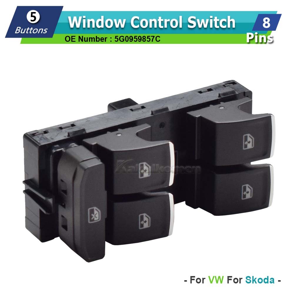NEVOSA 5G0959857C Driver Side Master Car Window Lifter Control Switch for VW Golf 7 MK7 Touran Tiguan Carfter 5GG959857A