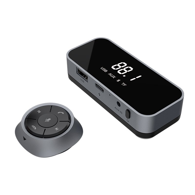 2023 New Design USB Type-c Fast Charging Auto Aux BT 5.0 Car Solar FM Modulator Bluetooth with Remote