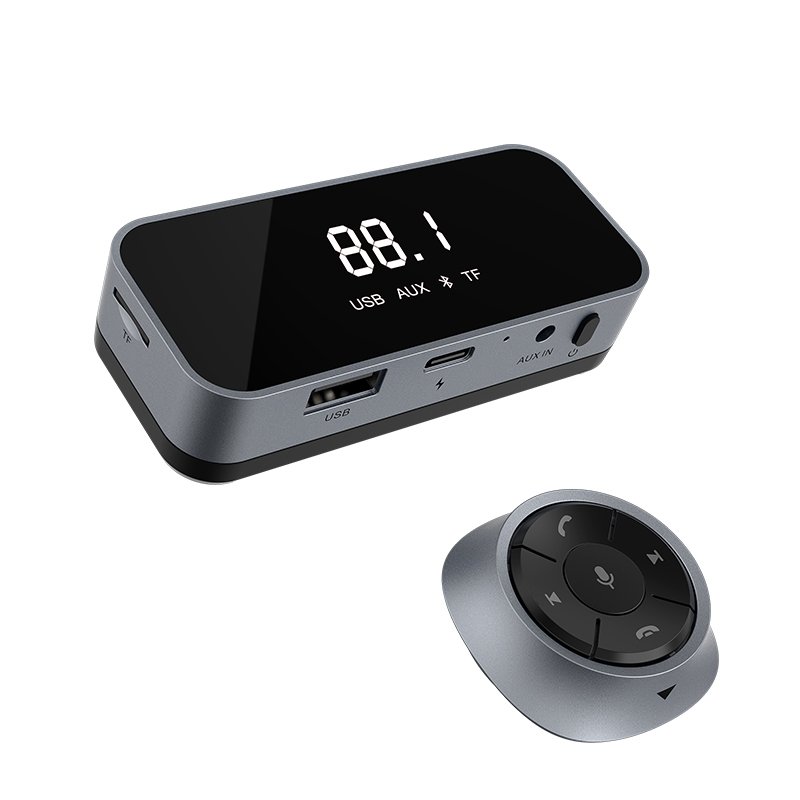 2023 New Design USB Type-c Fast Charging Auto Aux BT 5.0 Car Solar FM Modulator Bluetooth with Remote