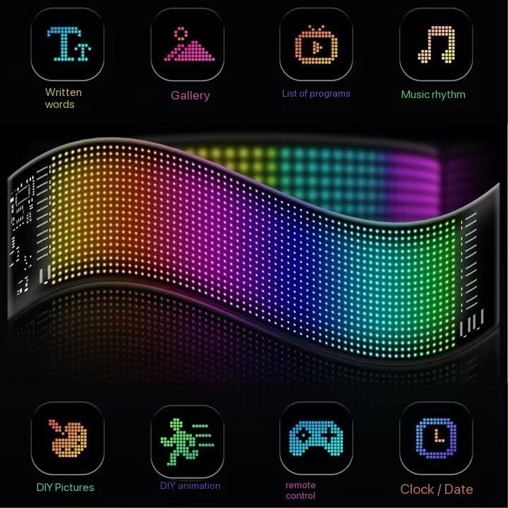 Programmable Animations Text Graffiti DIY Editor Bluetooth APP Flexible Message Display APP Rides Sign LED Light Signs for Car