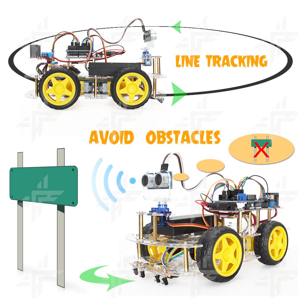 Tscinbuny Smart Robot Car Kit for Kids Toys with Tutorial line Tracking Bluetooth Modules Scientific Education for Arduino