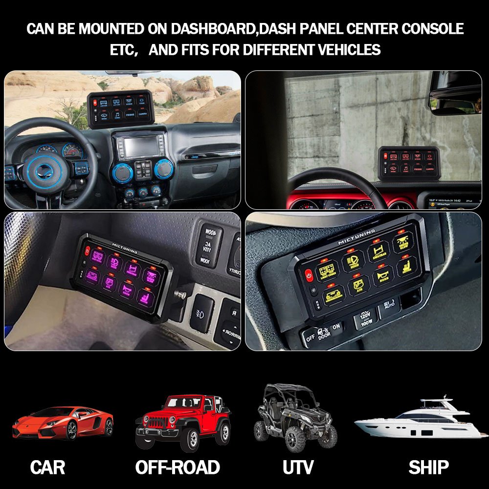 Universal RGB 8 Gang Led Touch Switch Panel Control 12v Car Control Panel for Utv off Road Car Suv