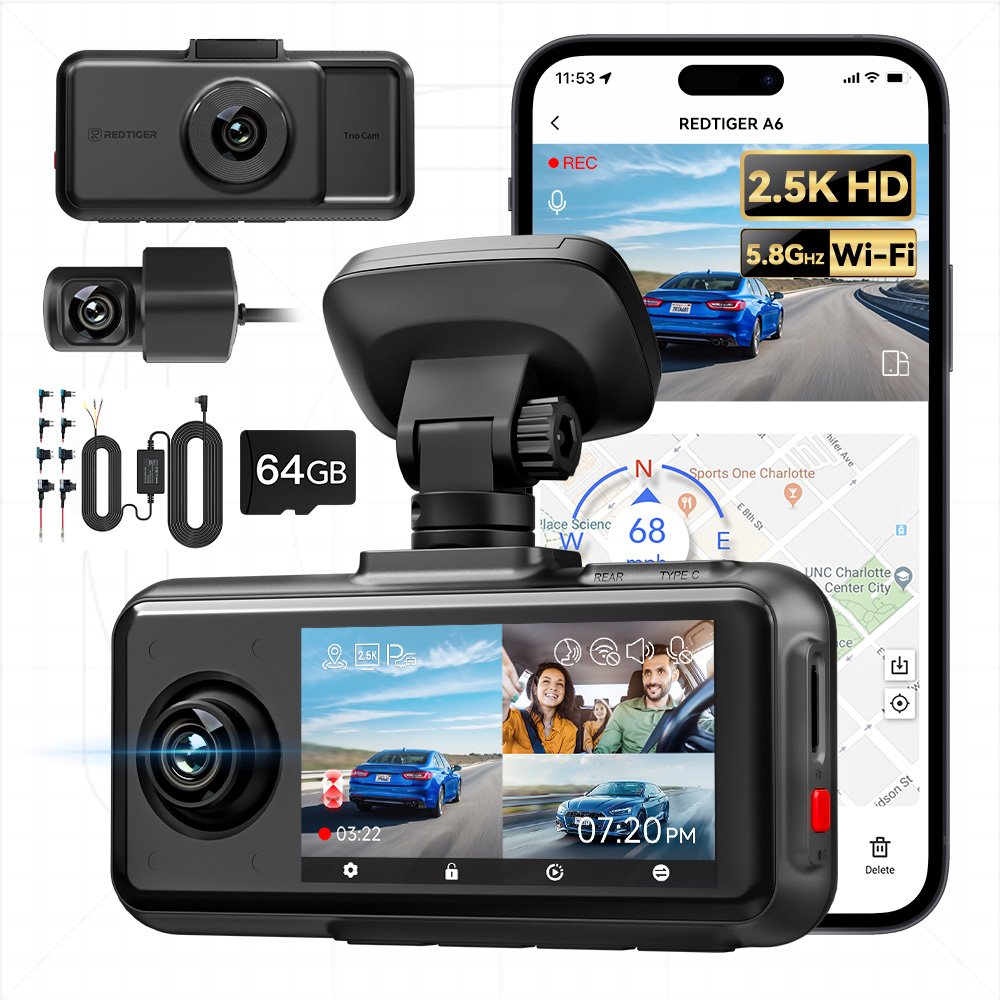 REDTIGER Distributor A6 Car Black Box 4K Dual Night Dash Camera Front and Rear Built-in WiFi & GPS 24H Parking Mode