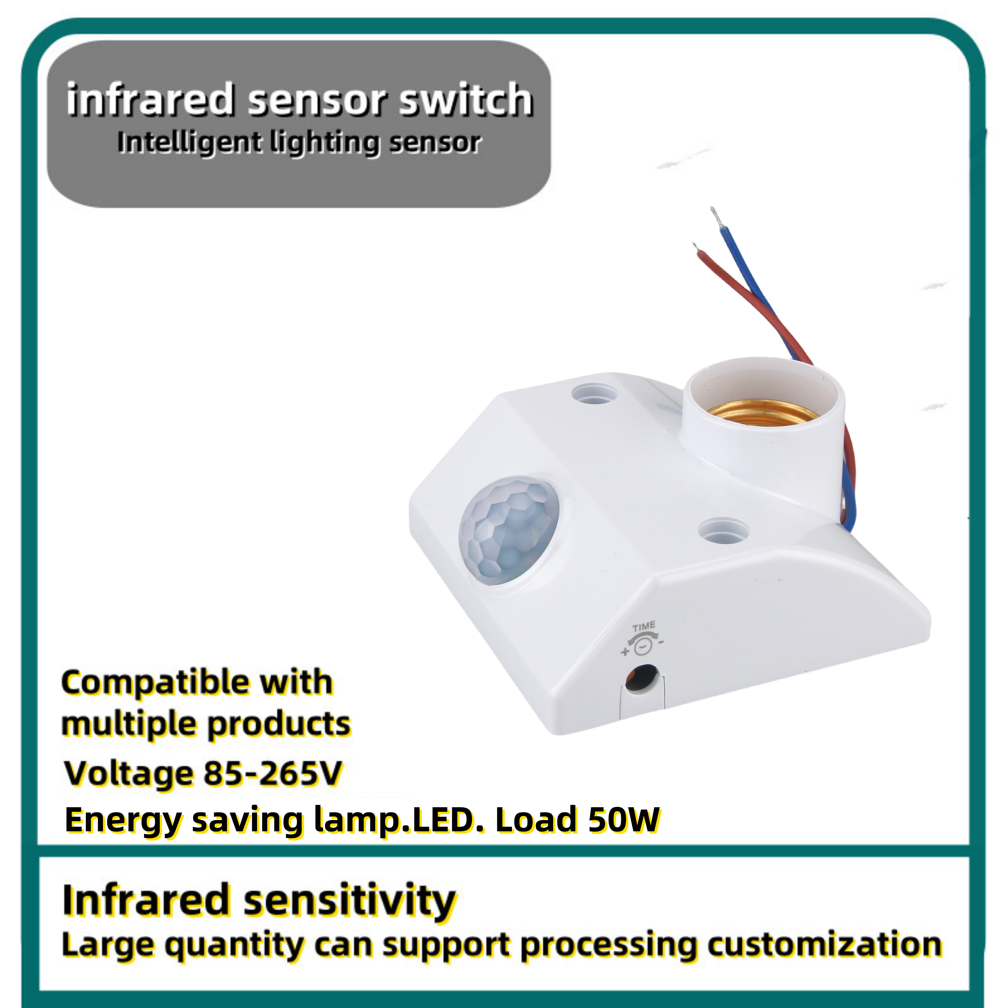 E27 Human Body Induction Lamp Holder with Infrared Induction Switch New Generation Infrared Sensing Technology