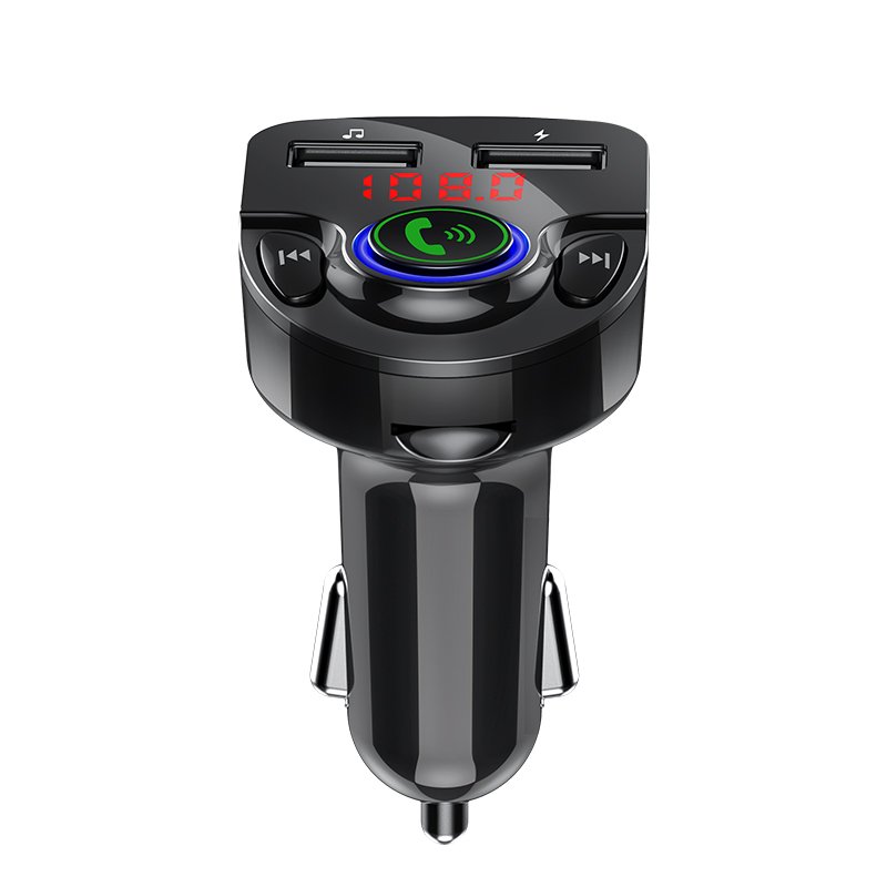 BT 5.0 Music Audio Player Wireless Handsfree Car Kit Car FM Transmitter with Dual USB Fast Charging