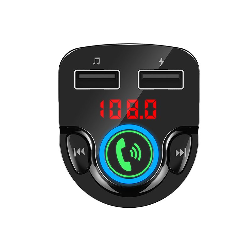 BT 5.0 Music Audio Player Wireless Handsfree Car Kit Car FM Transmitter with Dual USB Fast Charging