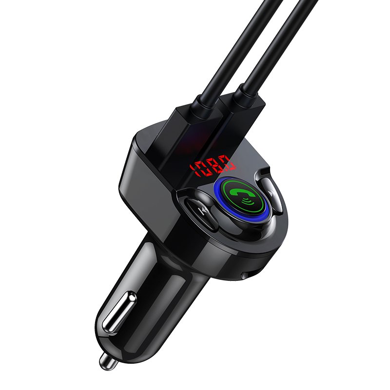 BT 5.0 Music Audio Player Wireless Handsfree Car Kit Car FM Transmitter with Dual USB Fast Charging