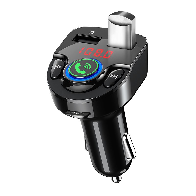 BT 5.0 Music Audio Player Wireless Handsfree Car Kit Car FM Transmitter with Dual USB Fast Charging