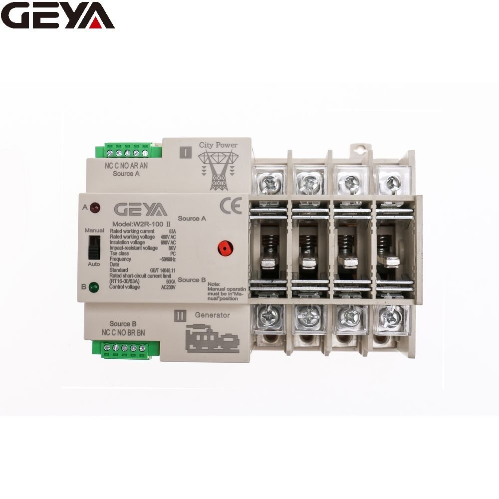 GEYA W2R 2P 110V 63a 2p Dual Powered Ats Automatic Power Transfer Switchingats Auto Changeover 60 Amp Automatic Transfer Switch