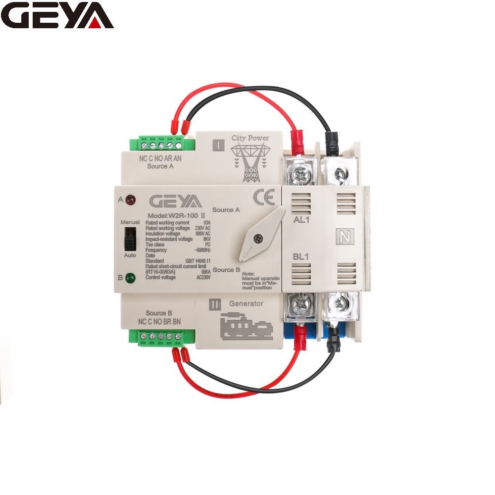 GEYA W2R 2P 110V 63a 2p Dual Powered Ats Automatic Power Transfer Switchingats Auto Changeover 60 Amp Automatic Transfer Switch
