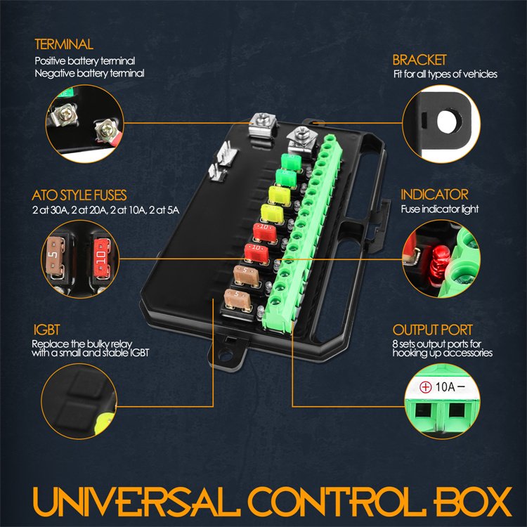 8 Gang LED Auto Switches Blue Backlit Momentary Pulsed Condition New Toggle Switch Panel for Lighting System