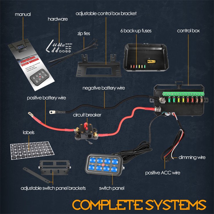 8 Gang LED Auto Switches Blue Backlit Momentary Pulsed Condition New Toggle Switch Panel for Lighting System