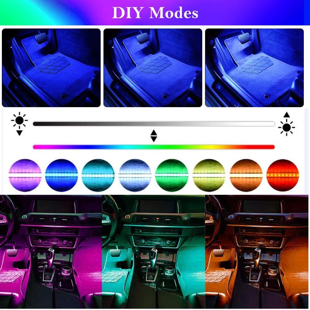 Wireless RGB LED Under Car Tube Strip Underglow Body Neon Light Kit Phone App Control