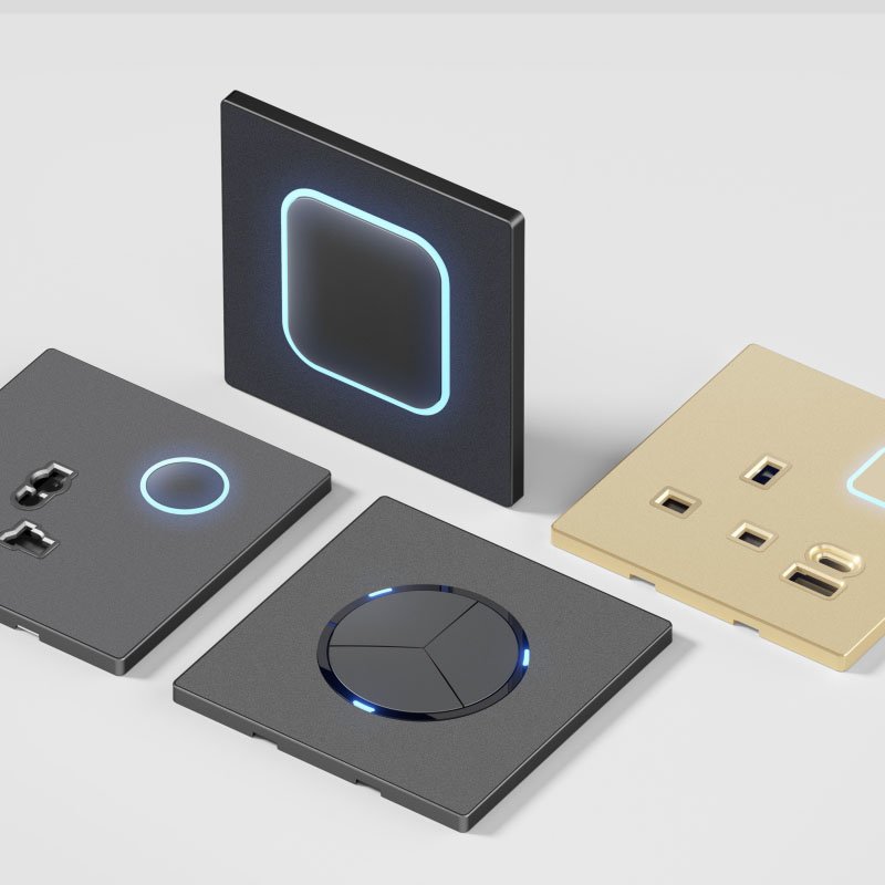 Type 86 Wall Press Reset Button Switch With LED Light Acrylic Tempered Glass Panel Switch Socket 1 2 3 4 Gang 1 2 Way Control