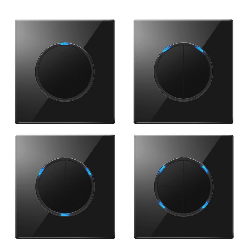 Type 86 Wall Press Reset Button Switch With LED Light Acrylic Tempered Glass Panel Switch Socket 1 2 3 4 Gang 1 2 Way Control