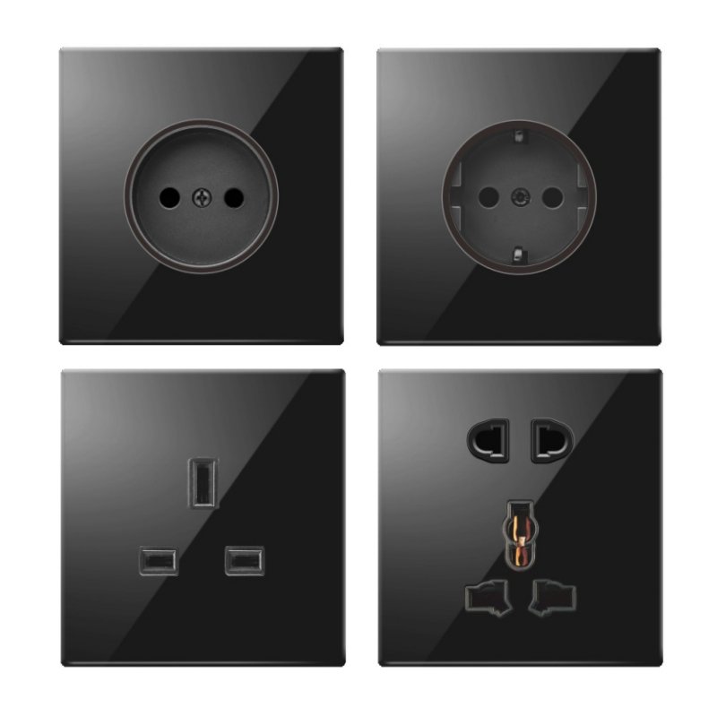 Type 86 Wall Press Reset Button Switch With LED Light Acrylic Tempered Glass Panel Switch Socket 1 2 3 4 Gang 1 2 Way Control