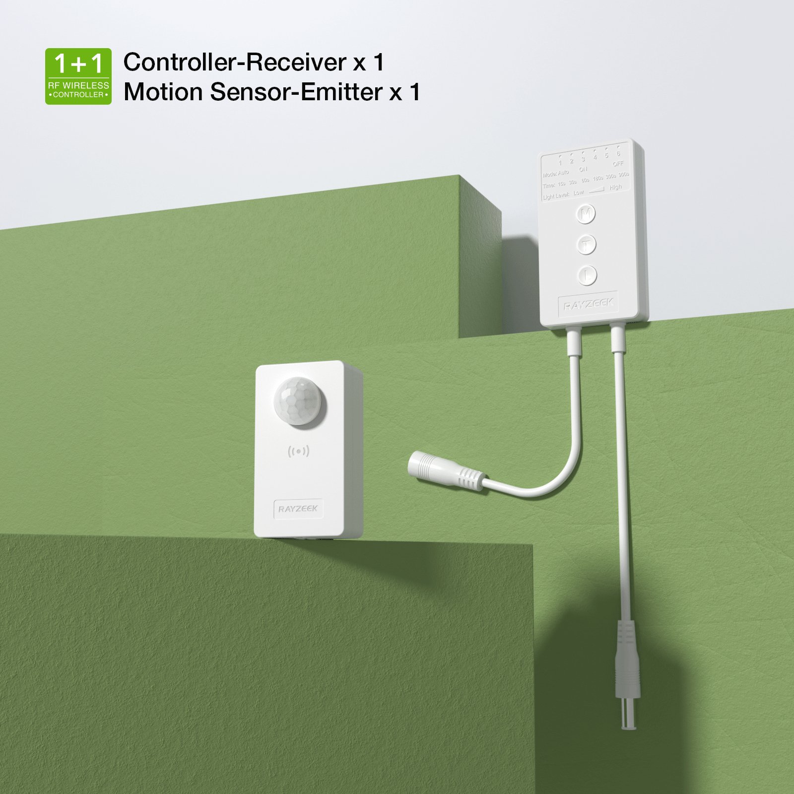 2024 New RZ016-1pac Wireless PIR Motion Sensor Switch with with Light and Motion Detection for Energy Saving for LED Lighting