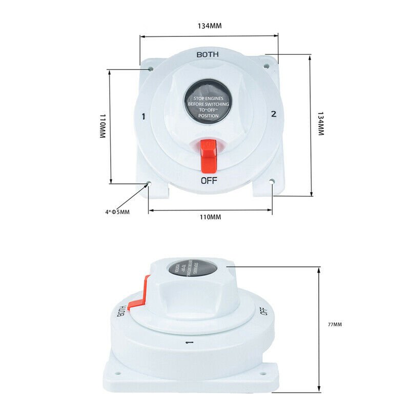 Battery Switch 300 Amp Dual Battery Selector Switch for Use With Two or More Batteries Marine Boat RV Automotive