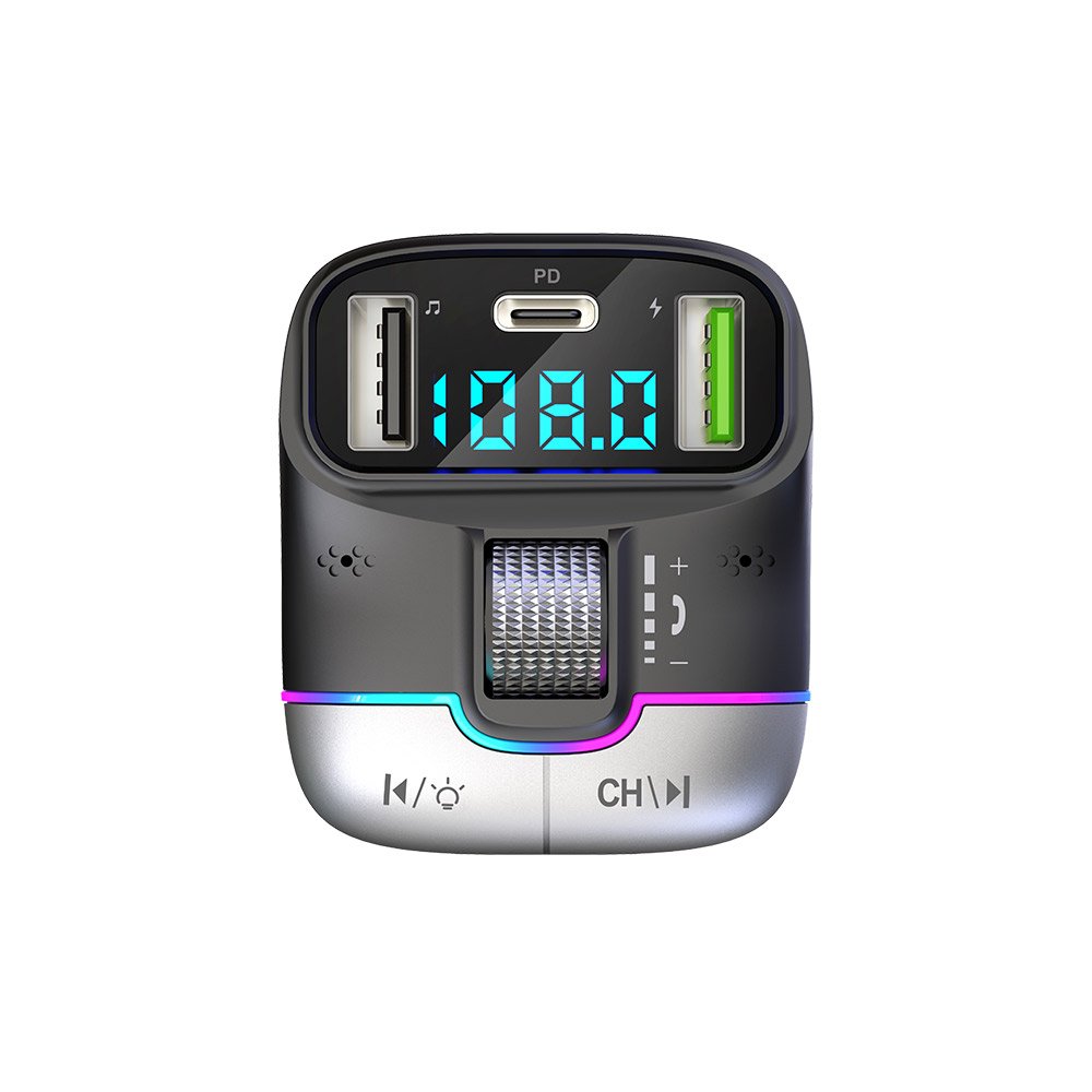 GXYKIT Bluetooth 5.4 FM Transmitter Car Charger Dual USB QC PD Audio Adapter Cigarette Lighter MP3 Player Handsfree