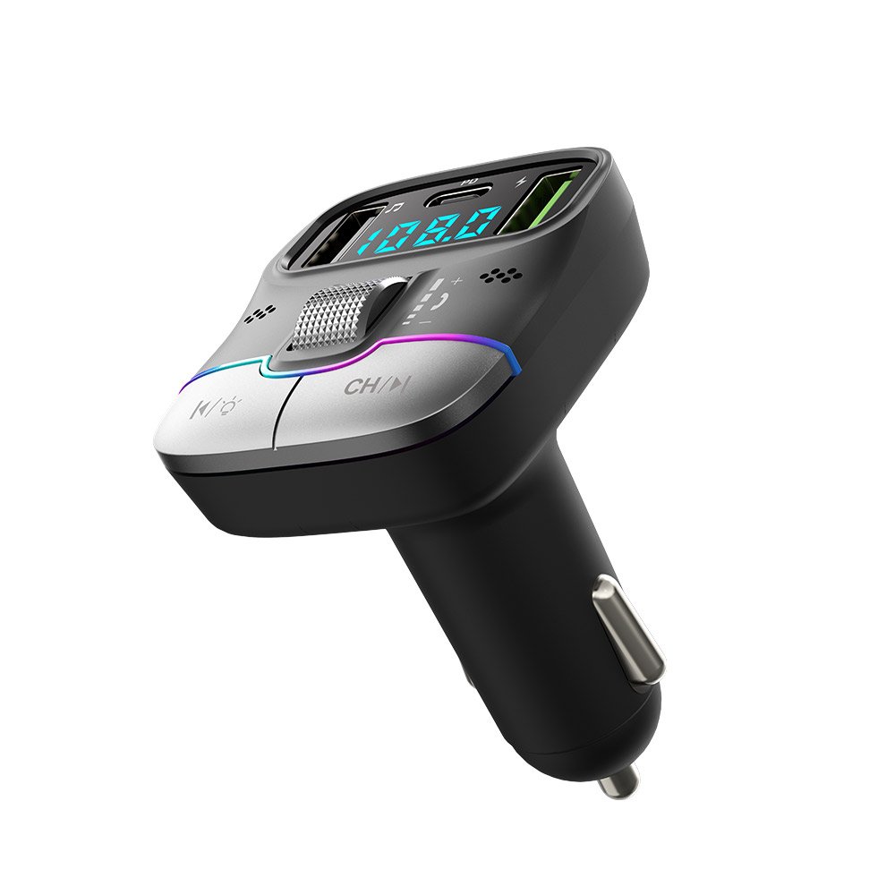 GXYKIT Bluetooth 5.4 FM Transmitter Car Charger Dual USB QC PD Audio Adapter Cigarette Lighter MP3 Player Handsfree