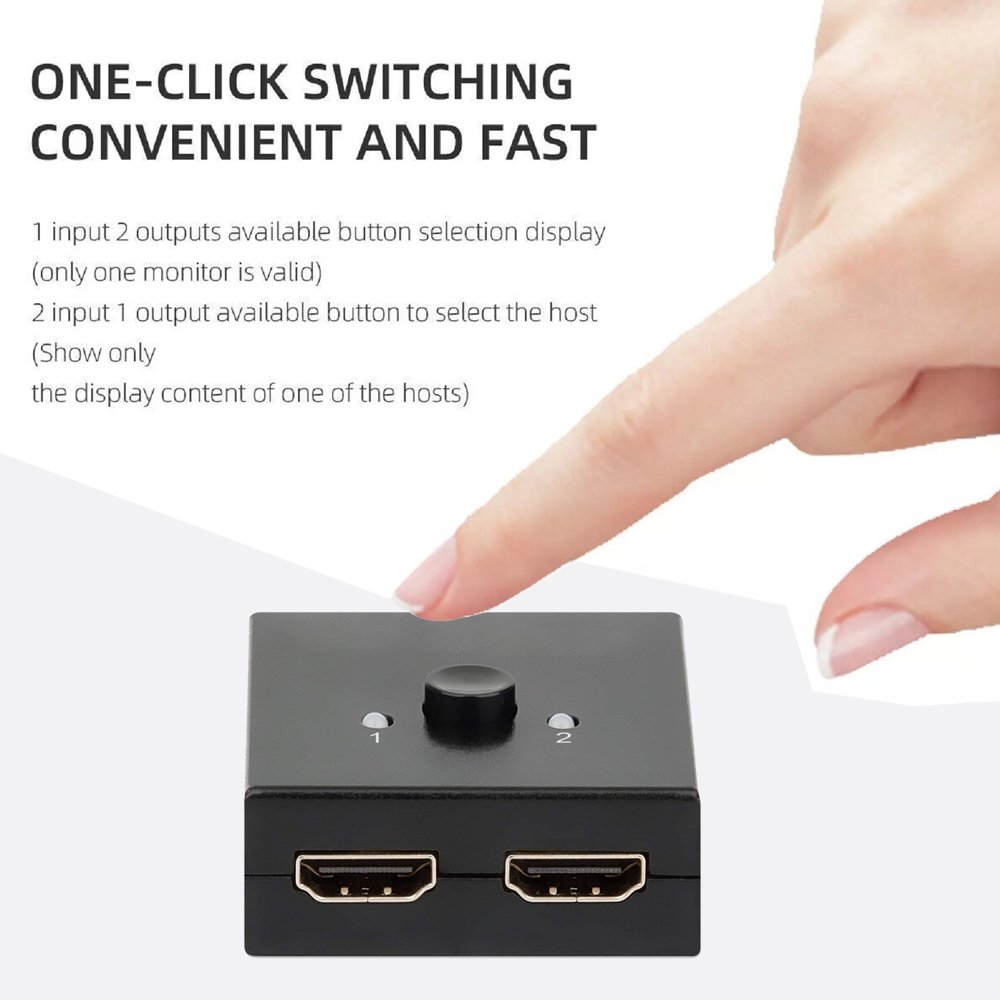 Ture 4K HDMI Switch HDMI Bi-directional 1x2 HDMI Splitter 1 in 2 Out with 2 Port Supports UHD 4K 1080P 3D HDR HDCP Splitter