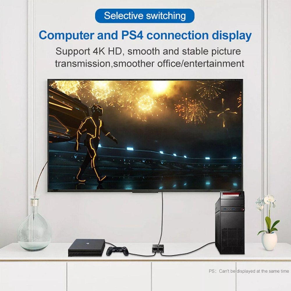 Ture 4K HDMI Switch HDMI Bi-directional 1x2 HDMI Splitter 1 in 2 Out with 2 Port Supports UHD 4K 1080P 3D HDR HDCP Splitter