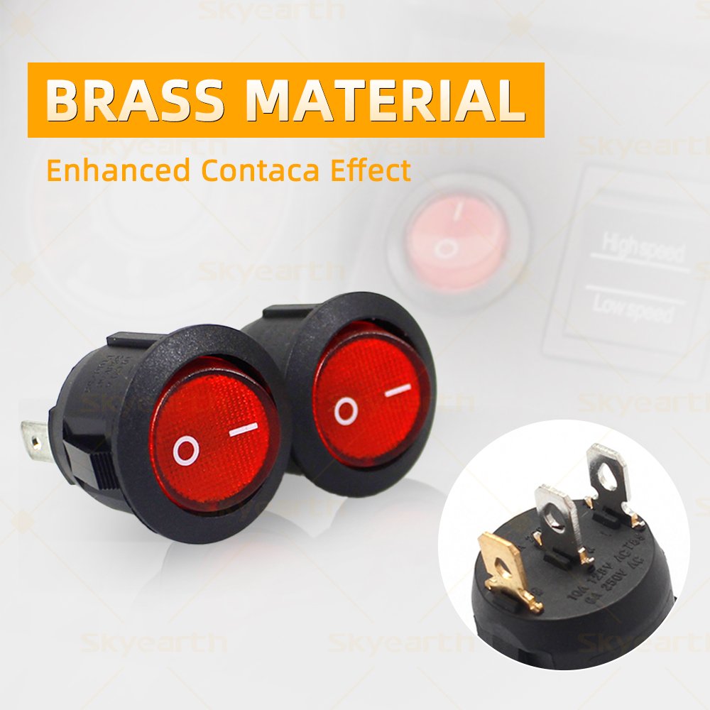 Universal Car Switch Red Round 2pin LED Lamp Illumination Round Rocker Switch 12V DC Rocker on Off Switch