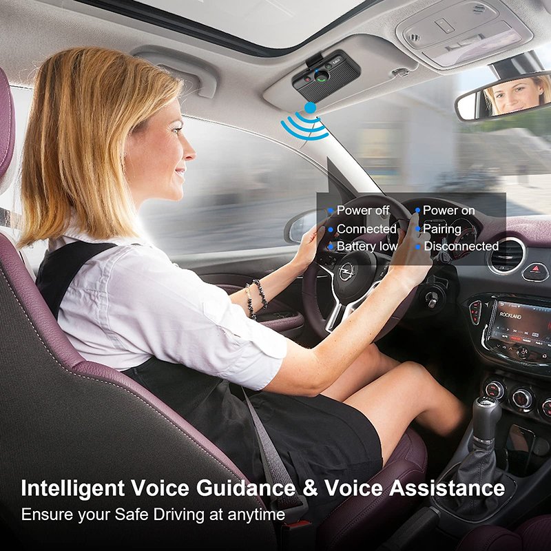 Bluetooth 5.0 USB Car Speaker Wireless Car Smartphones Kit With Voice Control Audio Music Receiver Support to Connect 2 Phones
