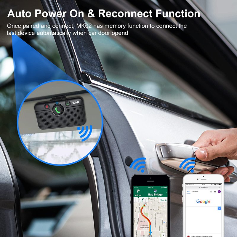 Bluetooth 5.0 USB Car Speaker Wireless Car Smartphones Kit With Voice Control Audio Music Receiver Support to Connect 2 Phones