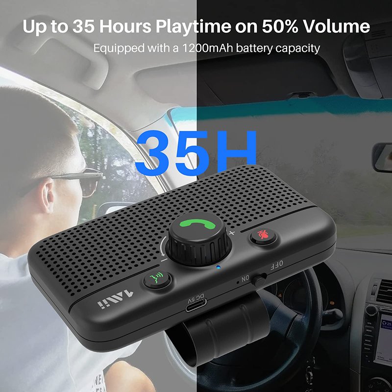 Bluetooth 5.0 USB Car Speaker Wireless Car Smartphones Kit With Voice Control Audio Music Receiver Support to Connect 2 Phones