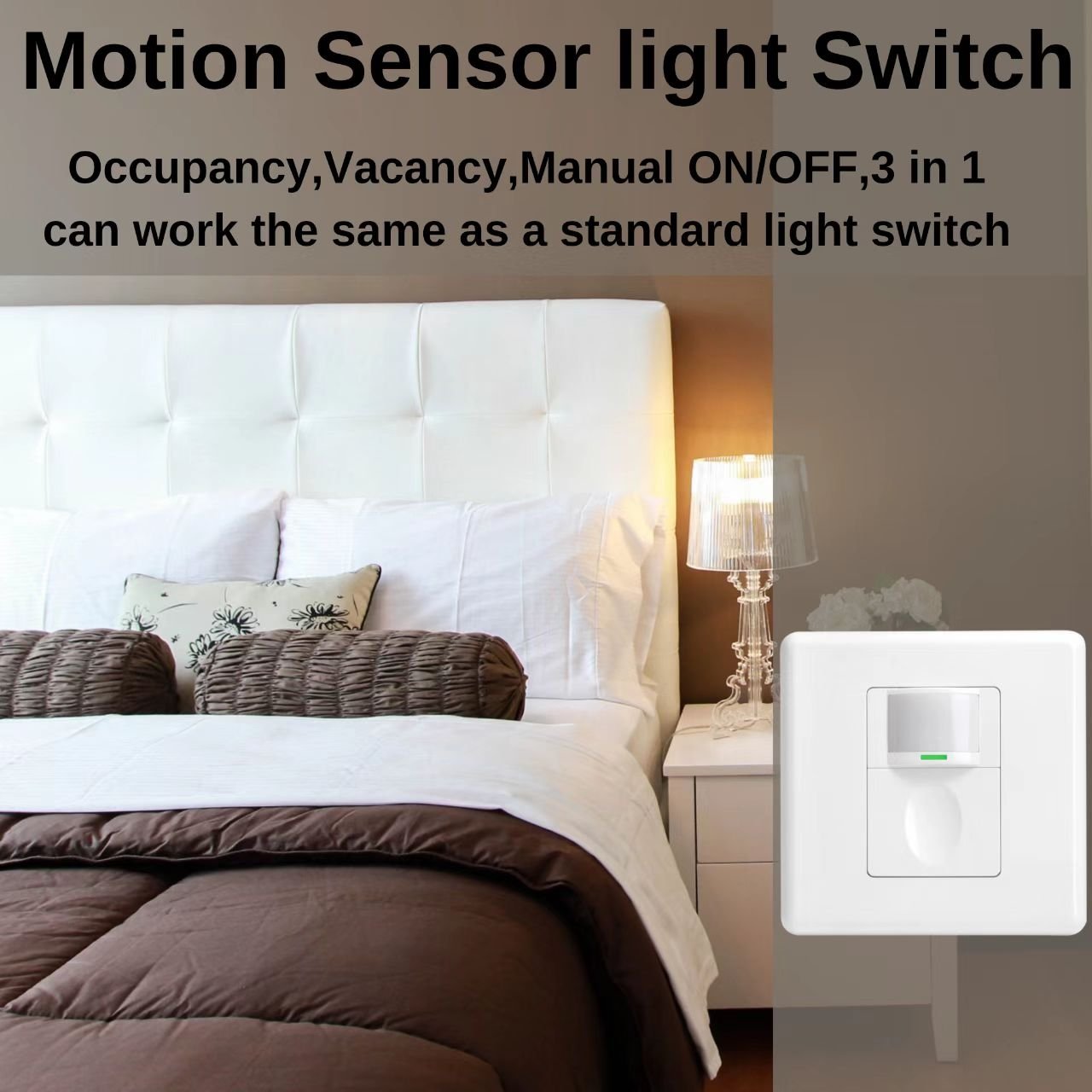 Hot Sales Auto ON/OFF Occupancy/Manual/vacancy 3 Modes in 1 PIR Motion Sensor Switch for EU Standard Lighting Control