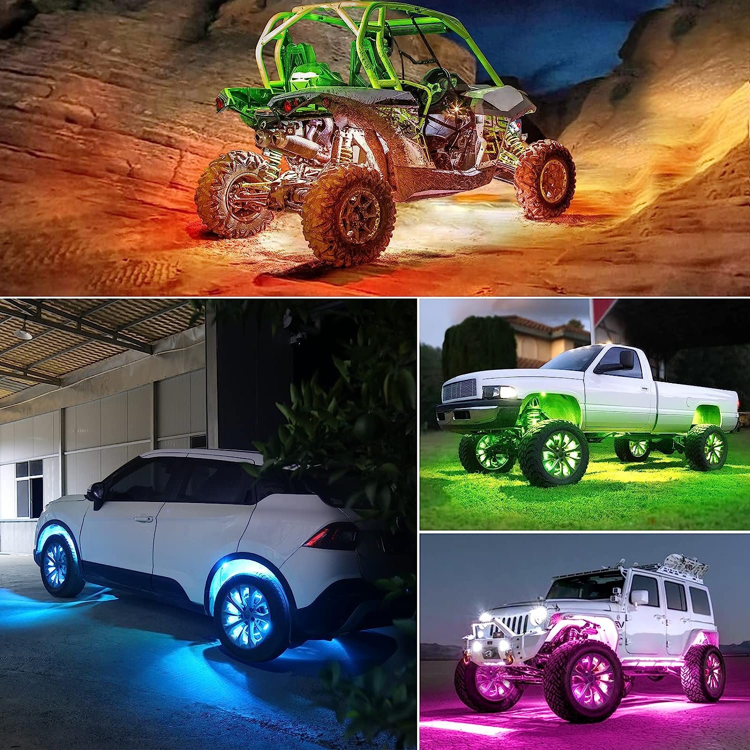 Hot Selling 4 6 8 10 12 Pods Waterproof IP68 Underglow Kit for Pickup Off Road RZR SUV ATV UTV APP/RF Car RGB Rock Neon Lights