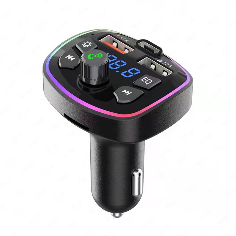 Colorful Lights Usb Phone Charger Car Kit Dual Usb PD Fast Charging Type-C Bluetooth Fm Transmitter Car Station Charger