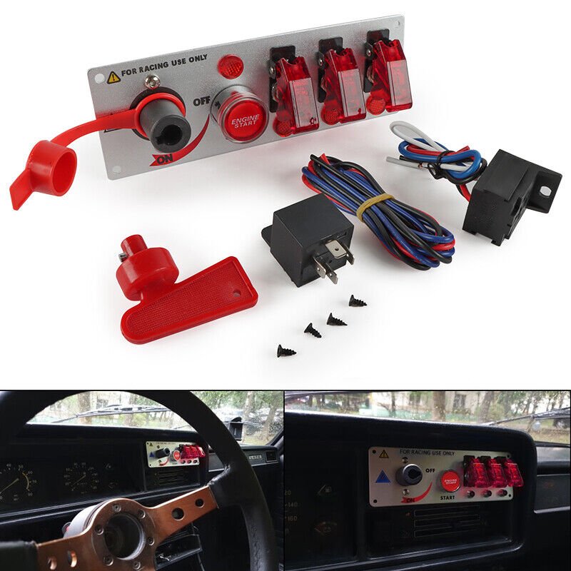 12V Ignition Switch Panel for Racing Car Push Button Switch Panel with Relay Kit