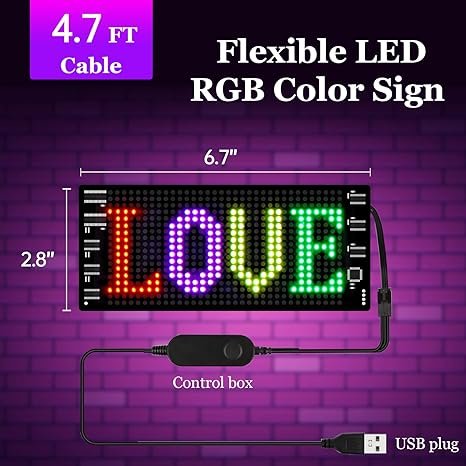Flexible Display Screen Kit Portable Electronic Advertising Screen Bright Words LED for Car Message
