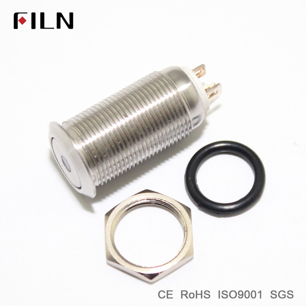 12mm CE Illuminated and Timer Push Button 3V Led Switch Red Yellow Blue Waterproof Ip68 Stainless Steel Button Switch