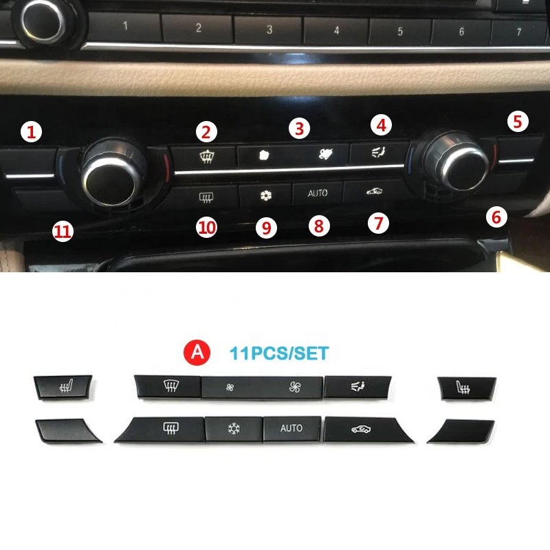 Dashboard Air Conditioning Ac Buttons Audio Control Auto Knob Switch Caps for B MW 5 6 7 Series F10 F06 F12 F01 F02 520 530