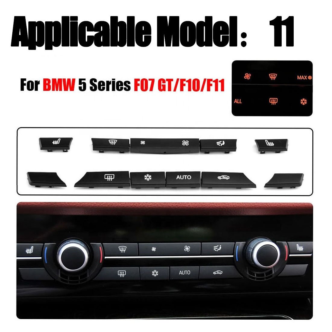 Dashboard Air Conditioning Ac Buttons Audio Control Auto Knob Switch Caps for B MW 5 6 7 Series F10 F06 F12 F01 F02 520 530