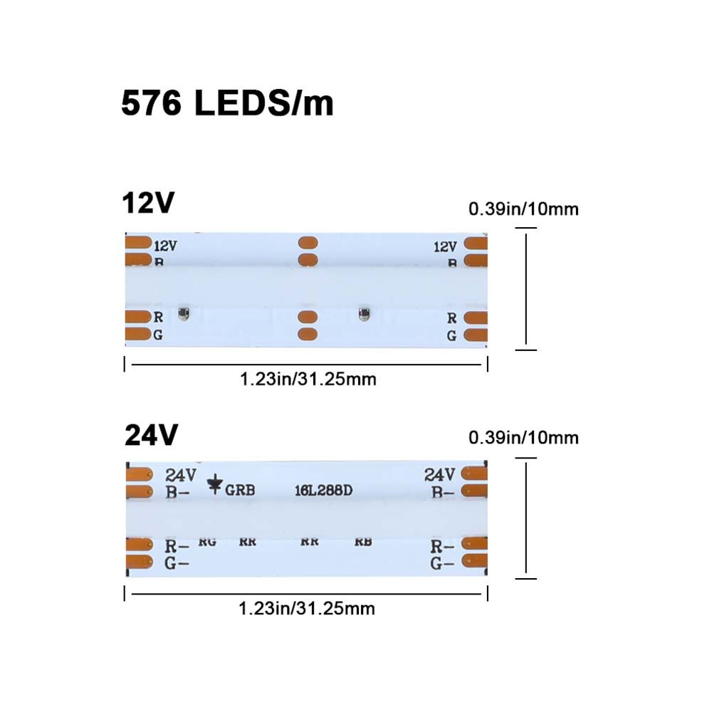 High Quality COB RGB 576 LEDs/m Smart App Control 12V 24V Waterproof COB LED Strip Light for Game Room Bedroom Home Decor