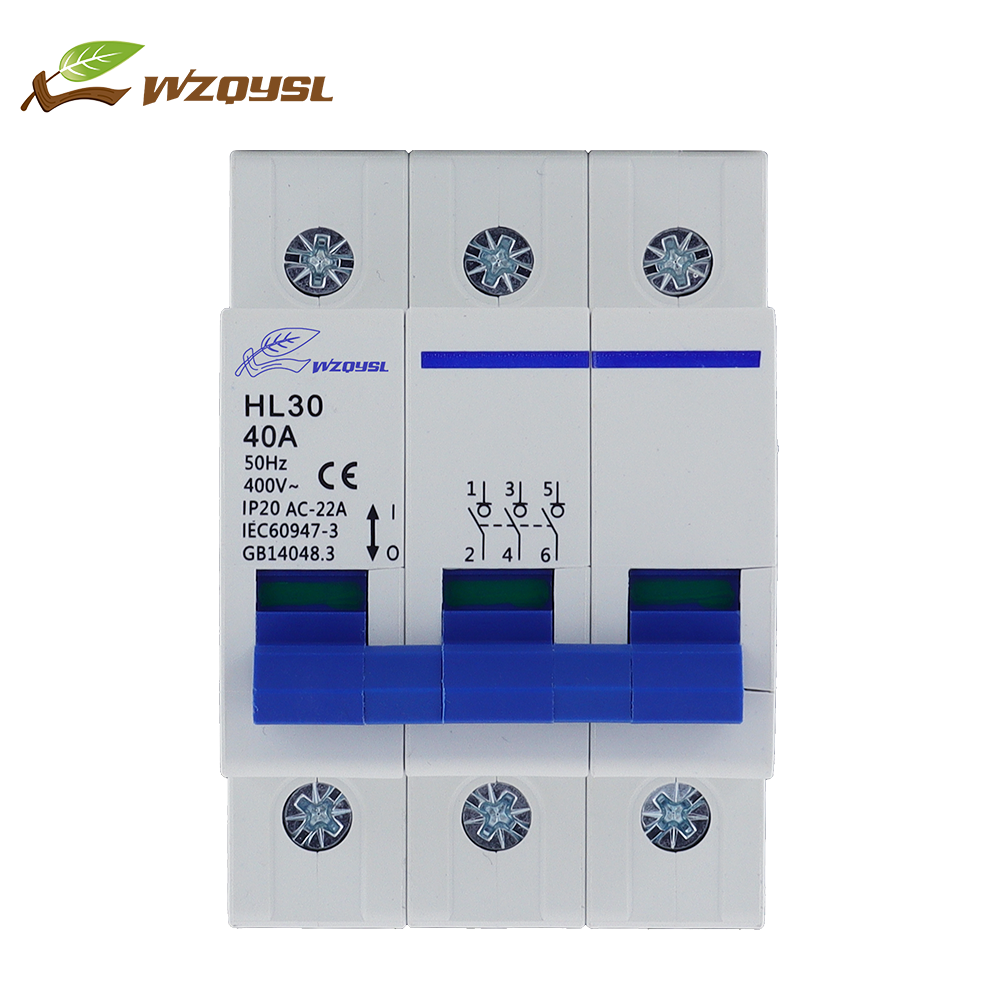 WZQYSL Hot Sale 4 Phase Isolating Switch Breaker Type of Isolator Main Electrical Auto Switch HL30-100 4P 200A Change Over MCB