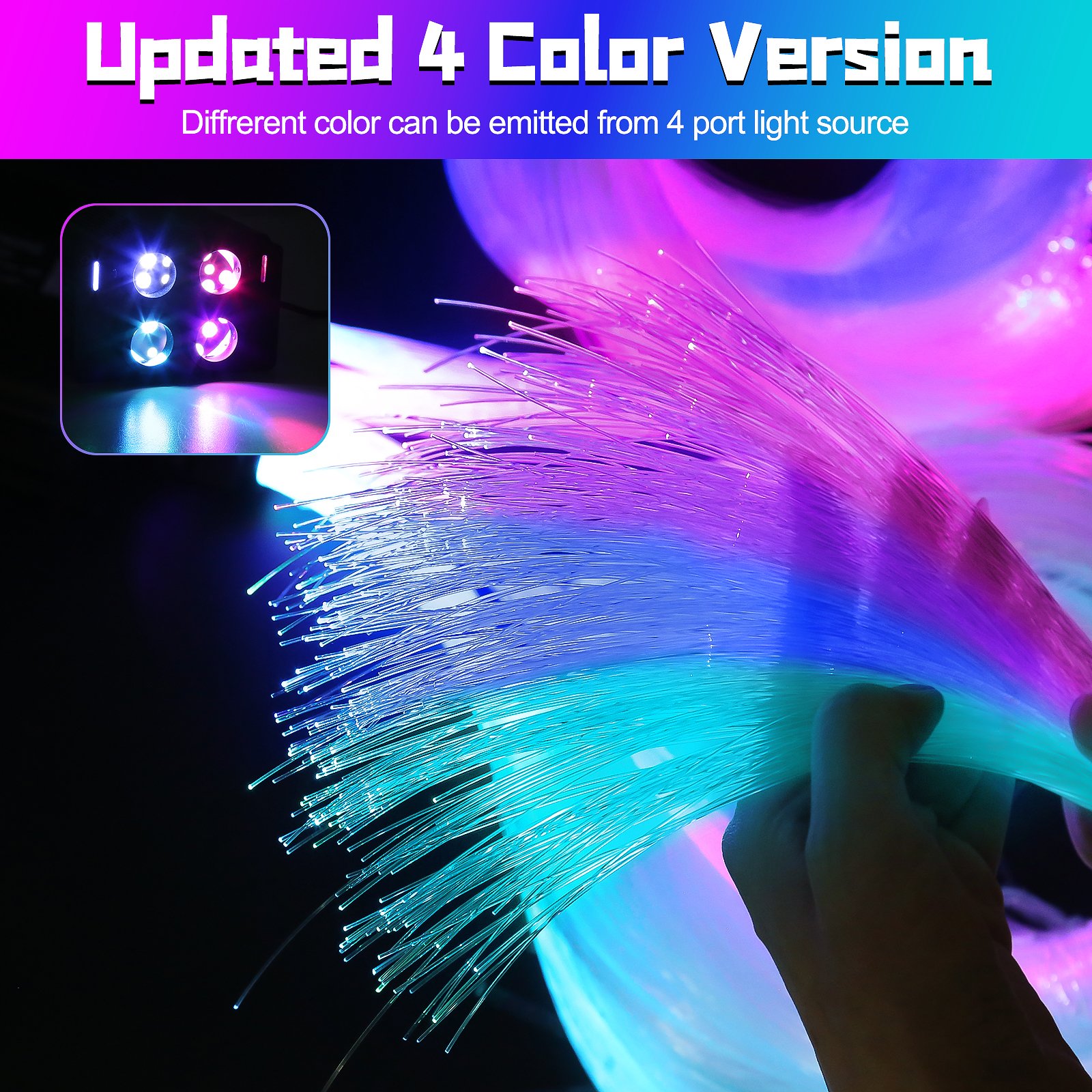 4 Port 32W RGBW LED Fiber Optic Light Star Ceiling Kit Car Home Roof Twinkle Projector Led Light Engine Starlight Headliner Kit