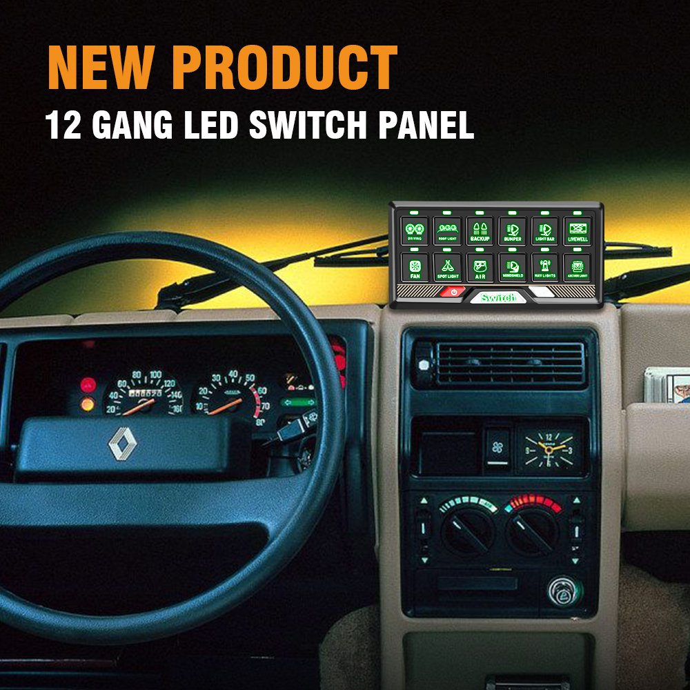 2024 New Truck General 12v 24v 4x4 Lights Off Road New 12 Gang RGB Dimmable Automatic Auto Switch Panel With Circuit Control Box