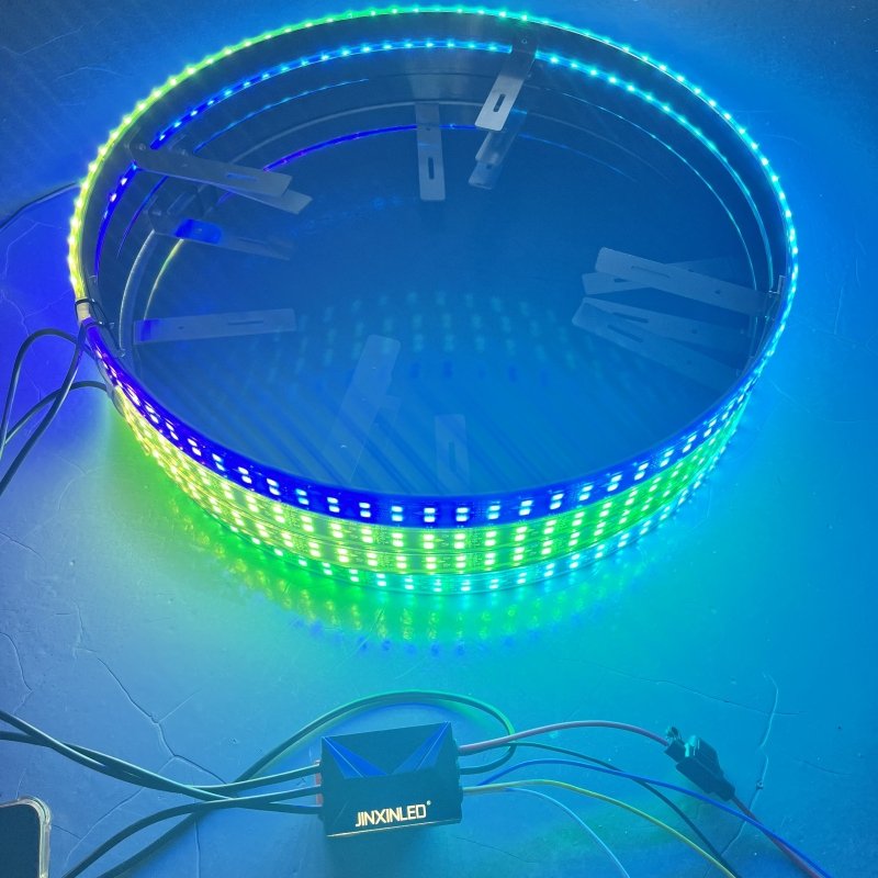 JINXIN 15.5 Inch RGBIC Dream Color 4 Pcs LED Double Row Wheel Lights for Truck Underglow Light Kit for Car / Truck /Off-road