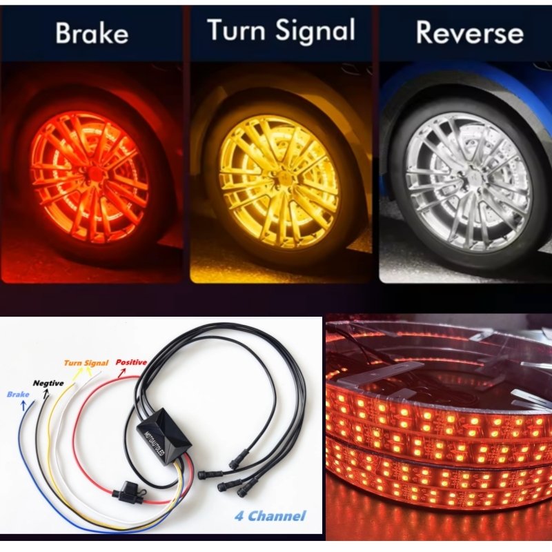 JINXIN 15.5 Inch RGBIC Dream Color 4 Pcs LED Double Row Wheel Lights for Truck Underglow Light Kit for Car / Truck /Off-road