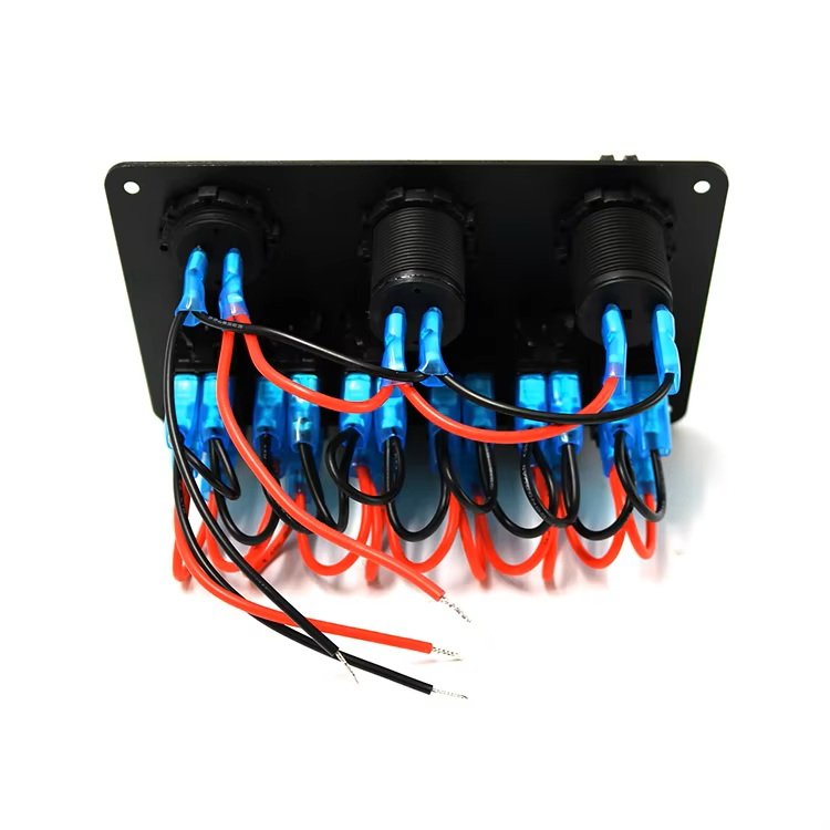 4 Gang 3 Hole Rocker Switch Dual USB Socket Voltmeter 12V 24V Waterproof Auto Switches Panel