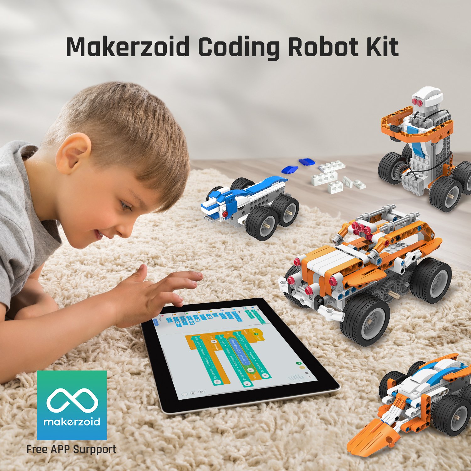 Super Bot Creative STEM Education DIY Coding Robot Kit, Mobile App-Controlled for Kids 6+ Years Old